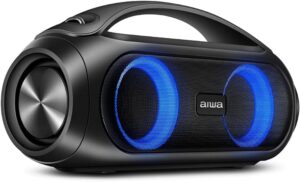 Caixa de Som Boombox AIWA Bluetooth IPX5 com Luzes Multicores e Alça AWS BBS 02