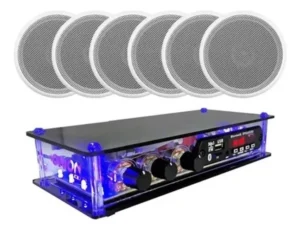Kit Som Ambiente 6 Caixas 5pol Receiver Bt Arandela Embutir É Bom