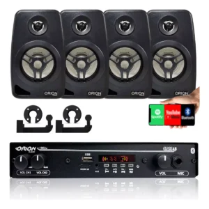 Kit Som Ambiente 1002 Bt Control +4 Caixas Parede Preta 55w É Bom