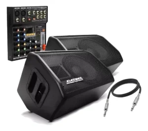 Kit Caixa Ativa Passiva Monitor Retorno 400w + Mesa De Som É Bom