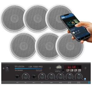Kit Som Ambiente Leson Lsa7000 Pro Bluetooth 6 Arandelas É Bom