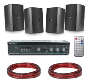 Kit Som Ambiente Frahm Amplificador Bluetooth Usb + 4 Caixas É Boa